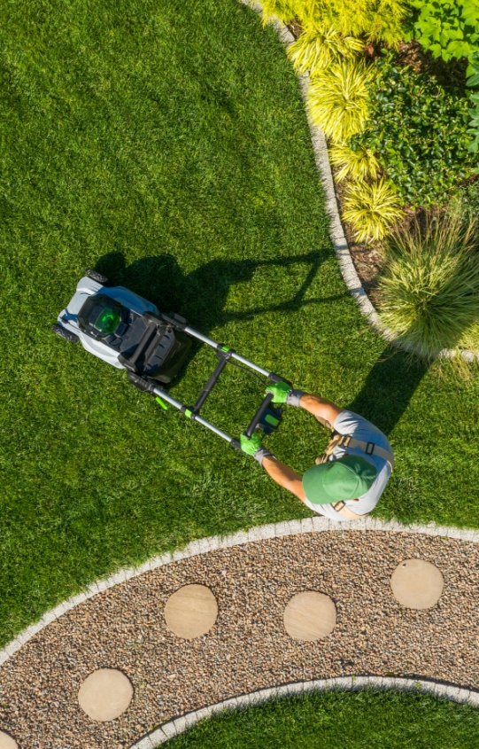 Aerial photo of a lawn mower